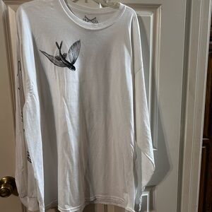 White Long Sleeve Shirt with flying fish Design